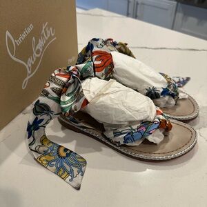 Christian Louboutin Women's Sandals with Floral Scarf - Multicolor